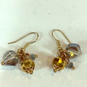 Ann Taylor blue & gold crystal bead earrings